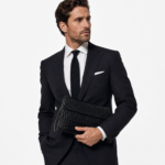 Black Matte Crocodile Leather Clutch