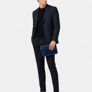 Deep Navy Matte Crocodile Leather Clutch