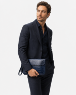Deep Navy Matte Crocodile Leather Clutch