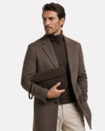 Dark Brown Nubuck Crocodile Leather Clutch