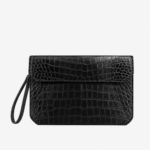 Black Matte Crocodile Leather Clutch