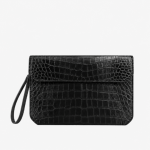 Black Matte Crocodile Leather Clutch