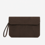 Dark Brown Nubuck Crocodile Leather Clutch