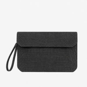 Black Nubuck Crocodile Leather Clutch