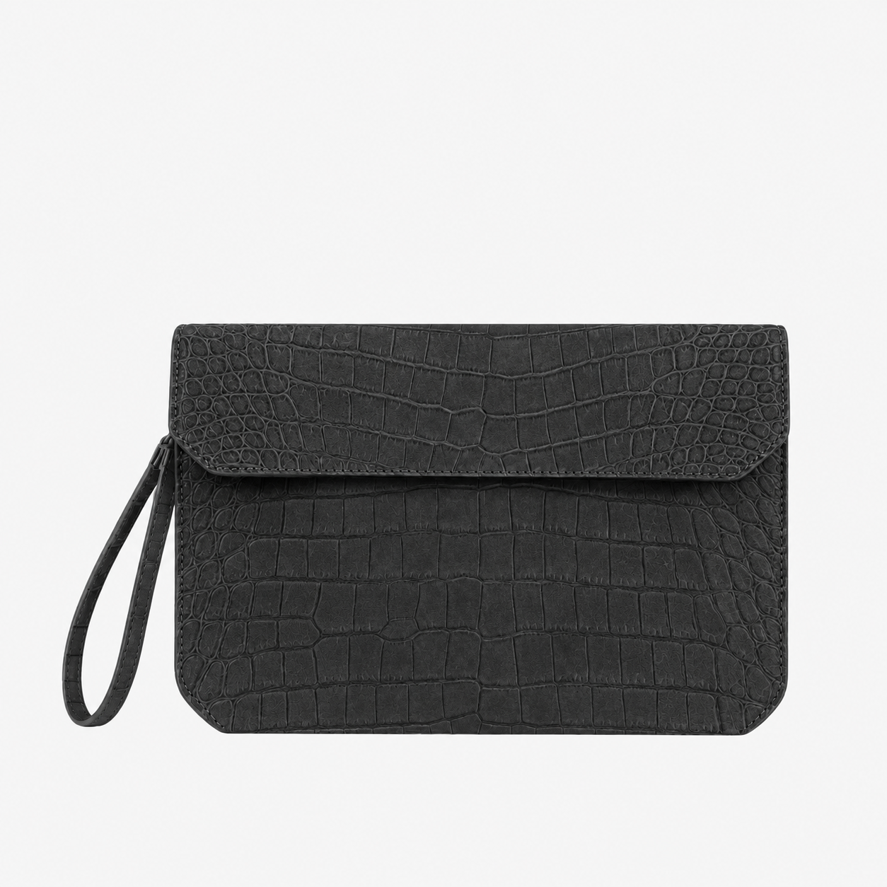 nubuck black Black Nubuck Crocodile Leather Clutch