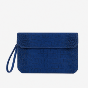 Deep Navy Nubuck Crocodile Leather Clutch
